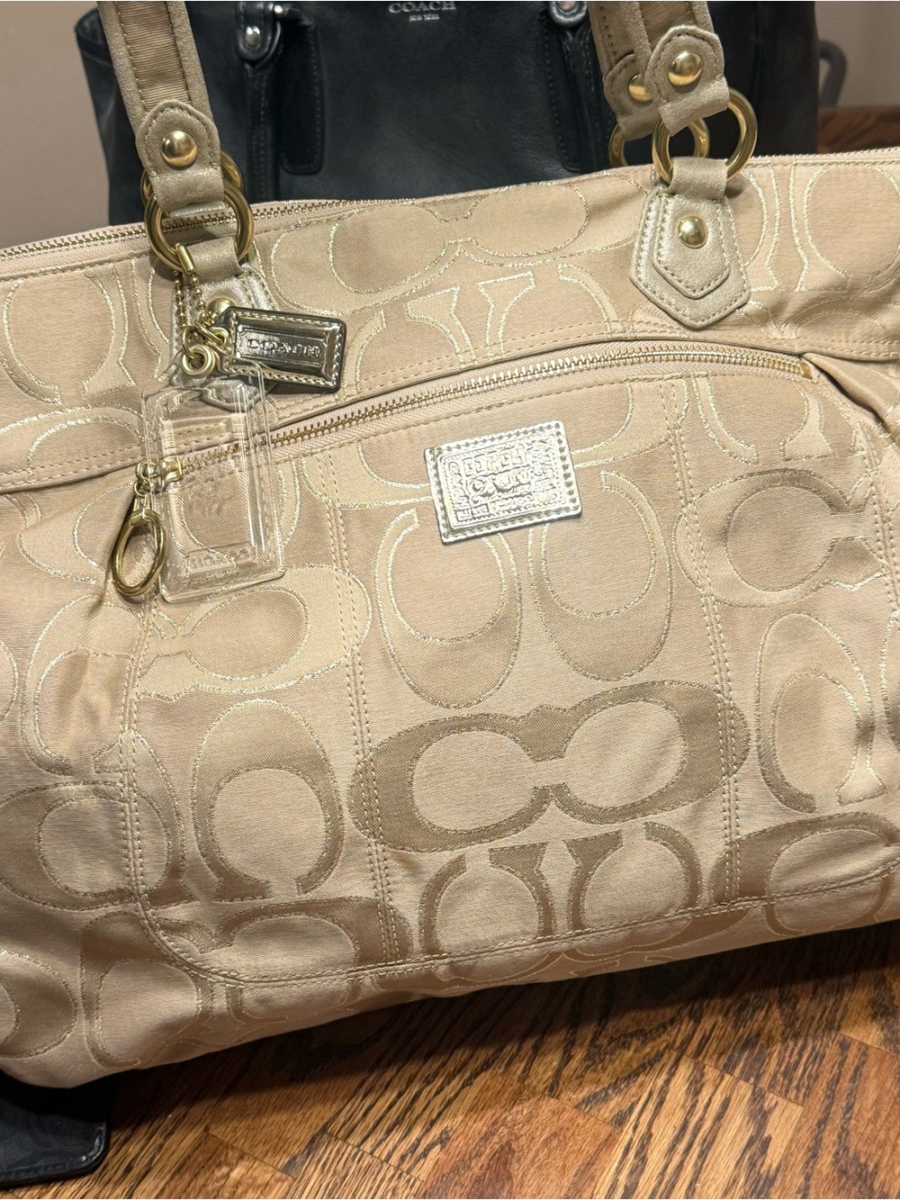 Coach Metallic Champagne Signature Tote - Picture 3 of 7